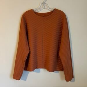 A New Day Rust Orange Quilted Cropped Long Sleeve Crewneck Sweatshirt Size Large